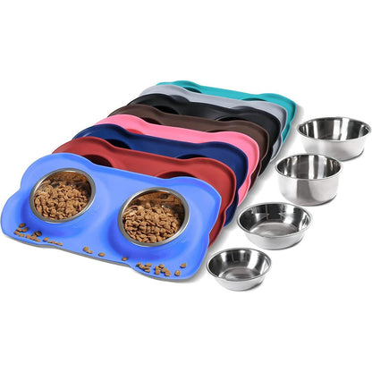 Hubulk 2 Stainless Steel Dog Bowl with No Spill Non-Skid Silicone Mat DailySale