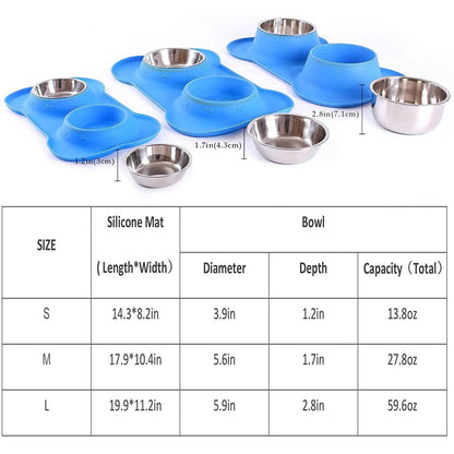 Hubulk 2 Stainless Steel Dog Bowl with No Spill Non-Skid Silicone Mat DailySale
