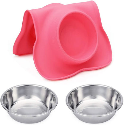 Hubulk 2 Stainless Steel Dog Bowl with No Spill Non-Skid Silicone Mat DailySale