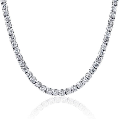 Huge 23 Ct TW Round Cut Natural Diamond Tennis Necklace 14K White Gold 18" DailySale
