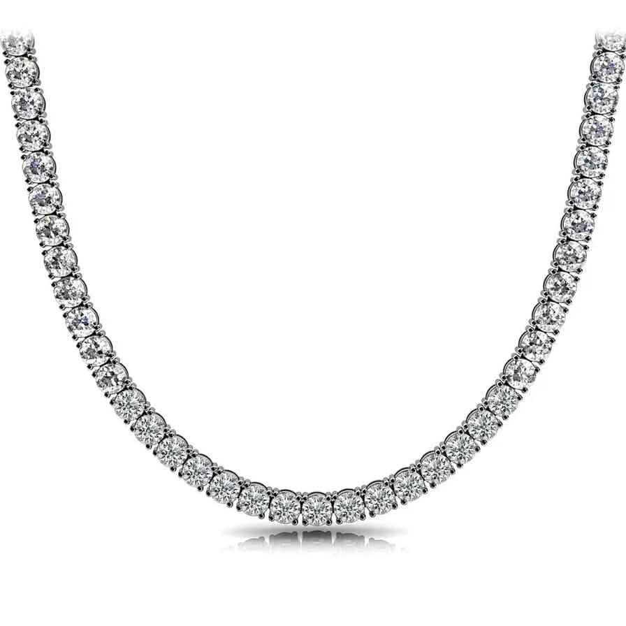 Huge 23 Ct TW Round Cut Natural Diamond Tennis Necklace 14K White Gold 18" DailySale
