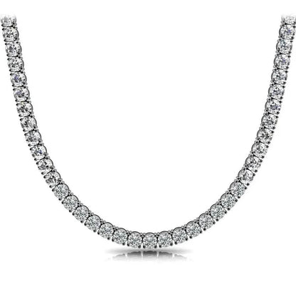 Huge 23 Ct TW Round Cut Natural Diamond Tennis Necklace 14K White Gold 18" DailySale