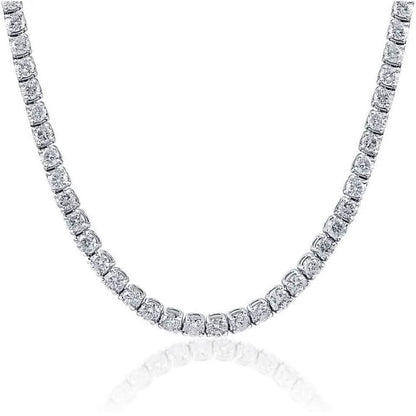 Huge 23 Ct TW Round Cut Natural Diamond Tennis Necklace 14K White Gold 18" DailySale