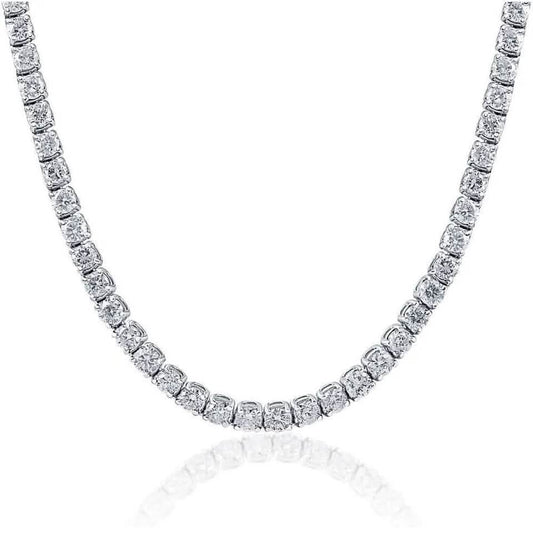 Huge 23 Ct TW Round Cut Natural Diamond Tennis Necklace 14K White Gold 18" DailySale