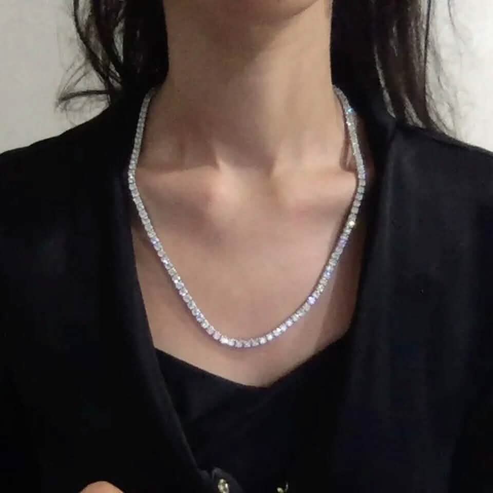 Huge 23 Ct TW Round Cut Natural Diamond Tennis Necklace 14K White Gold 18" DailySale