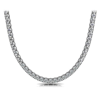 Huge 23 Ct TW Round Cut Natural Diamond Tennis Necklace 14K White Gold 18" DailySale