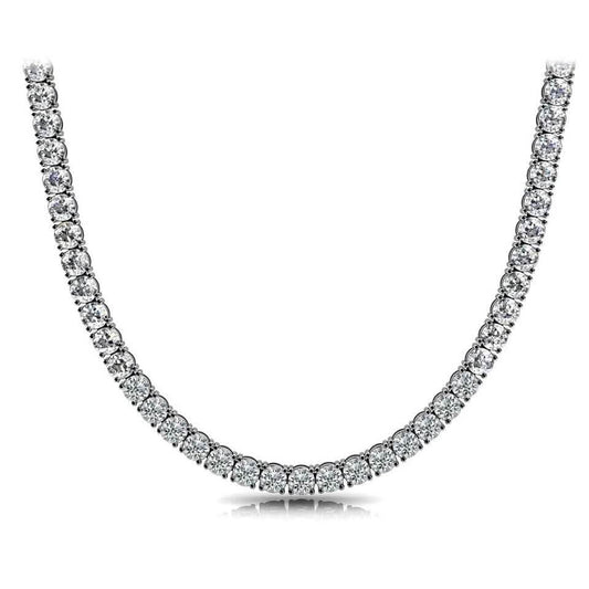 Huge 23 Ct TW Round Cut Natural Diamond Tennis Necklace 14K White Gold 18" DailySale