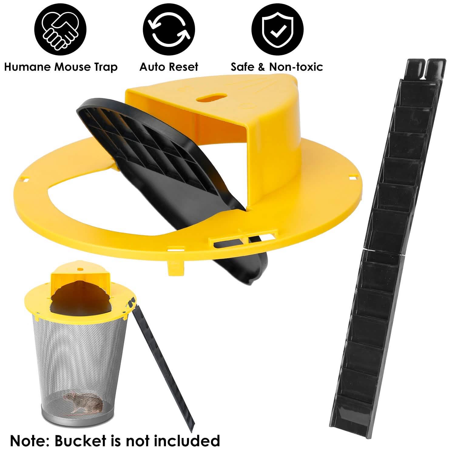 Humane Bucket Lid Mouse Trap with Ladder Auto Reset DailySale