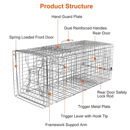 Humane Catch Release Live Animal Collapsible Galvanized Wire Trap Cage DailySale