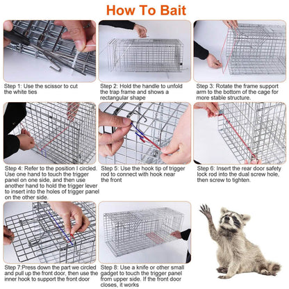 Humane Catch Release Live Animal Collapsible Galvanized Wire Trap Cage DailySale