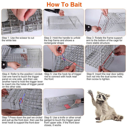 Humane Live Animal Rodent Cage Collapsible Galvanized Wire DailySale