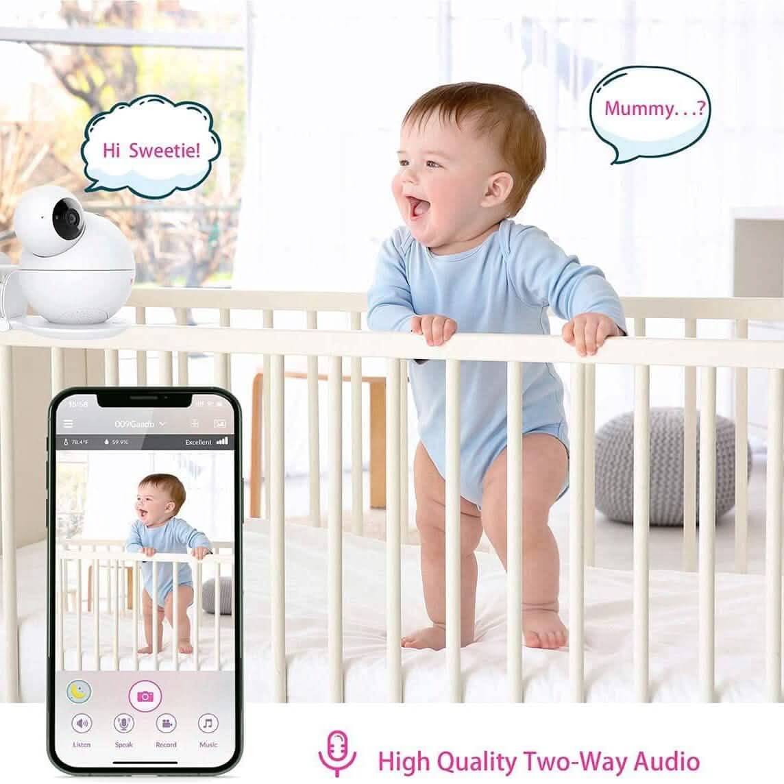 iBaby M8 2K Smart Baby Monitor, 355° Pan 110° Tilt and 2-Way Talk  (Refurbished) DailySale