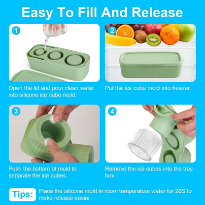 Ice Cube Tray Fit For 20oz/30oz/40oz Stanley Cup Easy Release Silicone Hallow Cylinder DailySale
