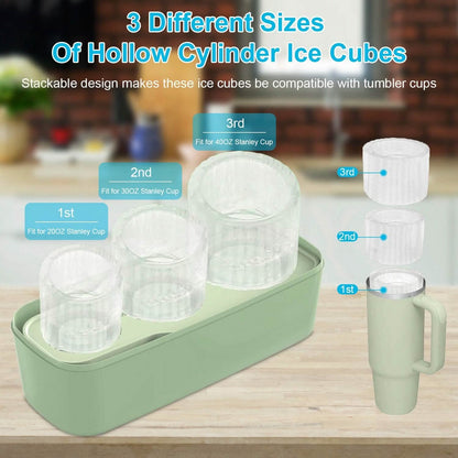 Ice Cube Tray Fit For 20oz/30oz/40oz Stanley Cup Easy Release Silicone Hallow Cylinder DailySale