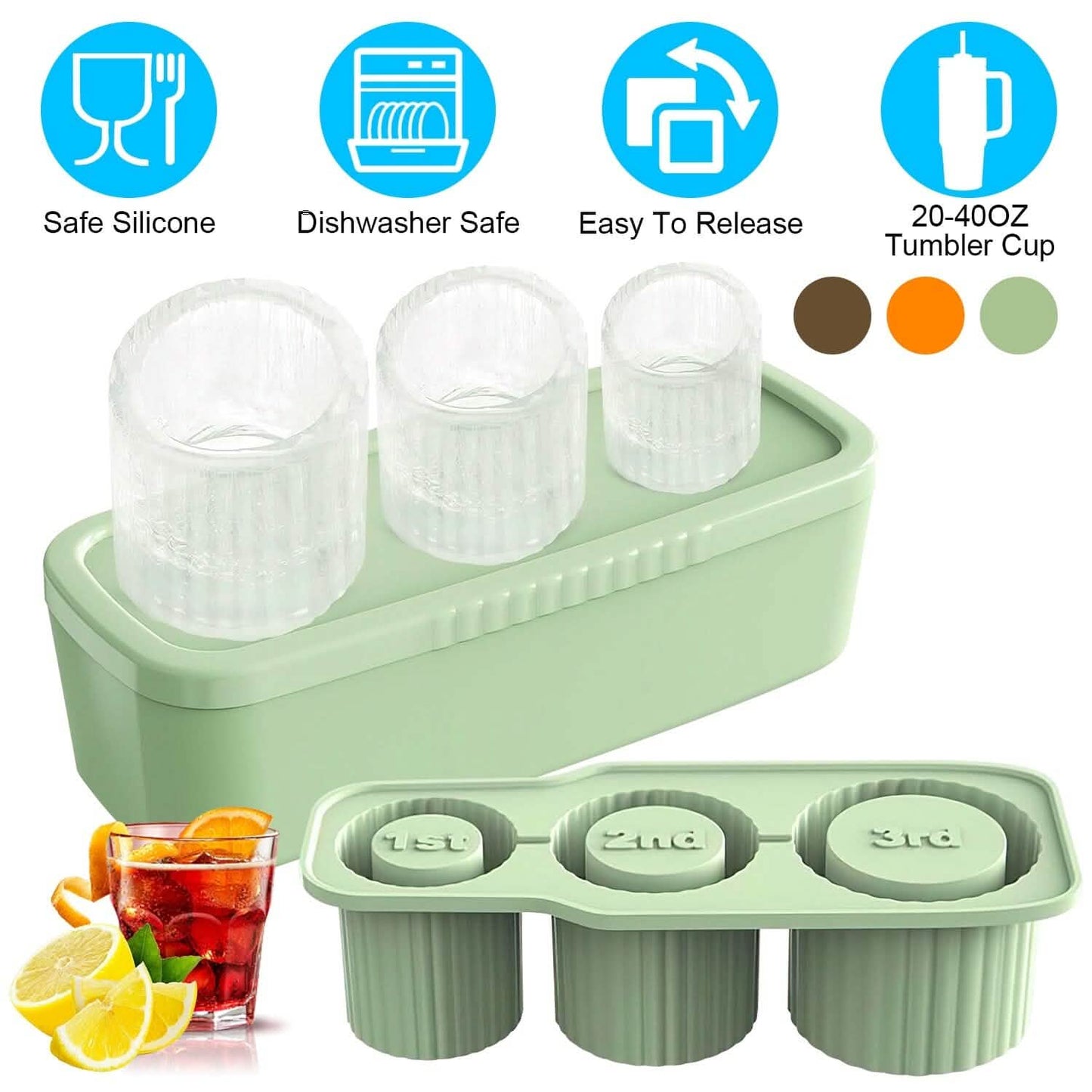 Ice Cube Tray Fit For 20oz/30oz/40oz Stanley Cup Easy Release Silicone Hallow Cylinder DailySale