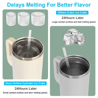 Ice Cube Tray Fit For 20oz/30oz/40oz Stanley Cup Easy Release Silicone Hallow Cylinder DailySale