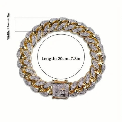 Iced Out Hip Hop Zircon Cuban Chain Bracelet for Men DailySale