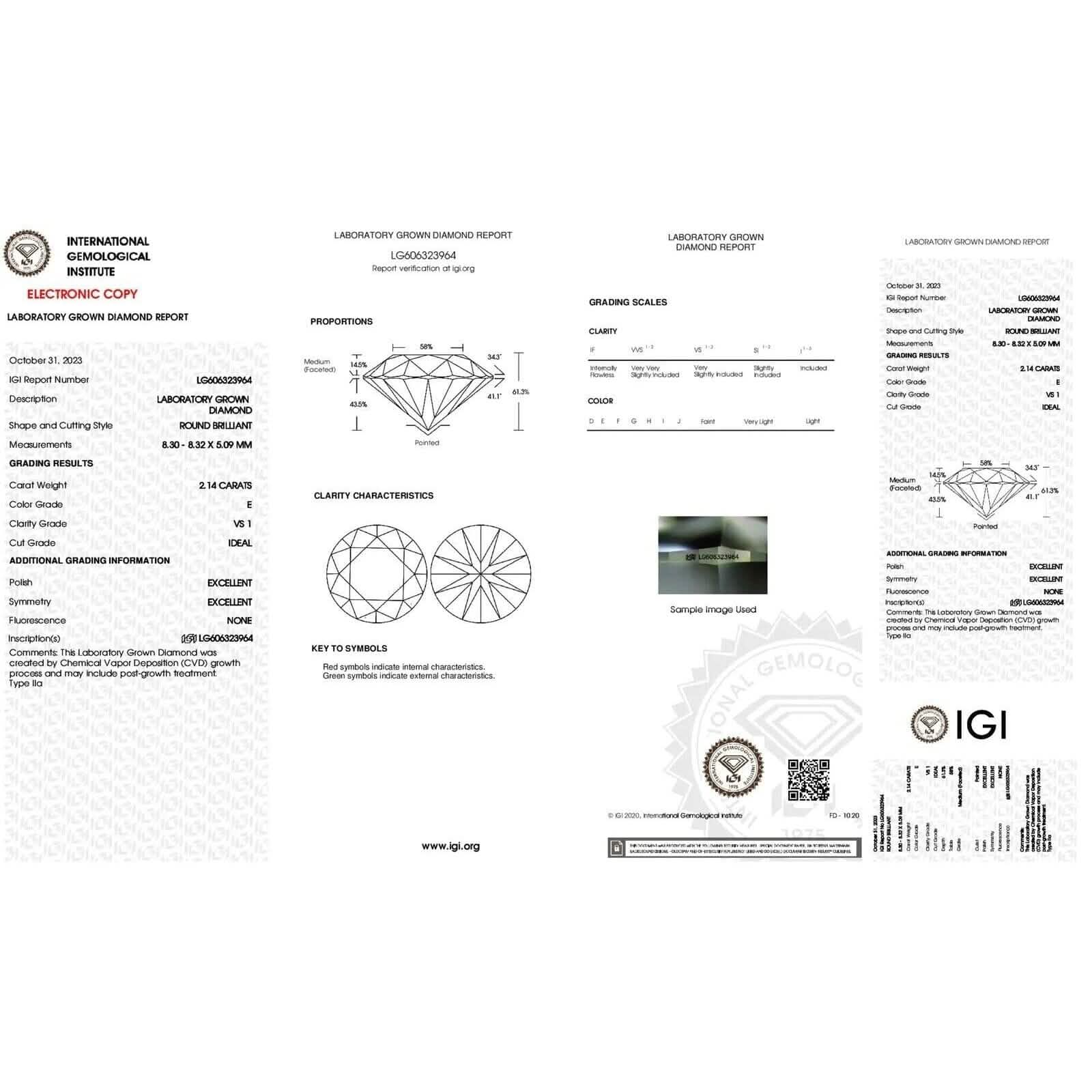IGI Diamond Engagement Earrings VS1 D Round 4.34 Carat Lab Created Eye Clean DailySale
