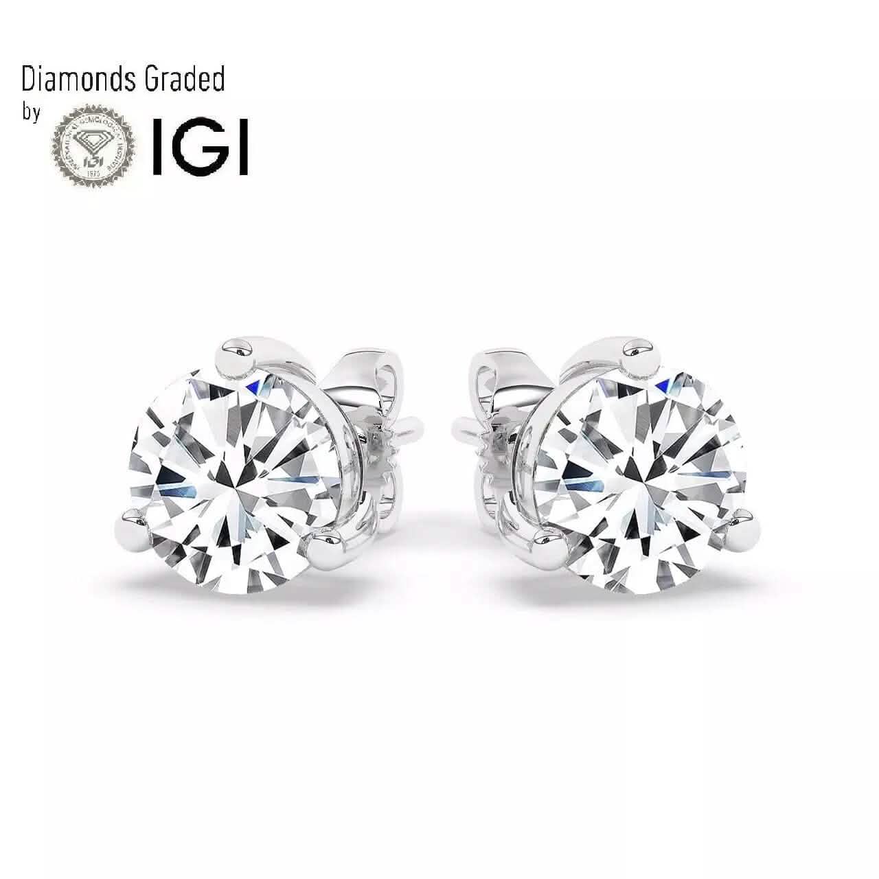 IGI, F/VS1, 3 CT Solitaire Lab-Grown Round Diamond Studs Earring 950 Platinum DailySale