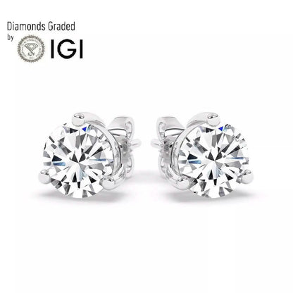 IGI, F/VS1, 3 CT Solitaire Lab-Grown Round Diamond Studs Earring 950 Platinum DailySale