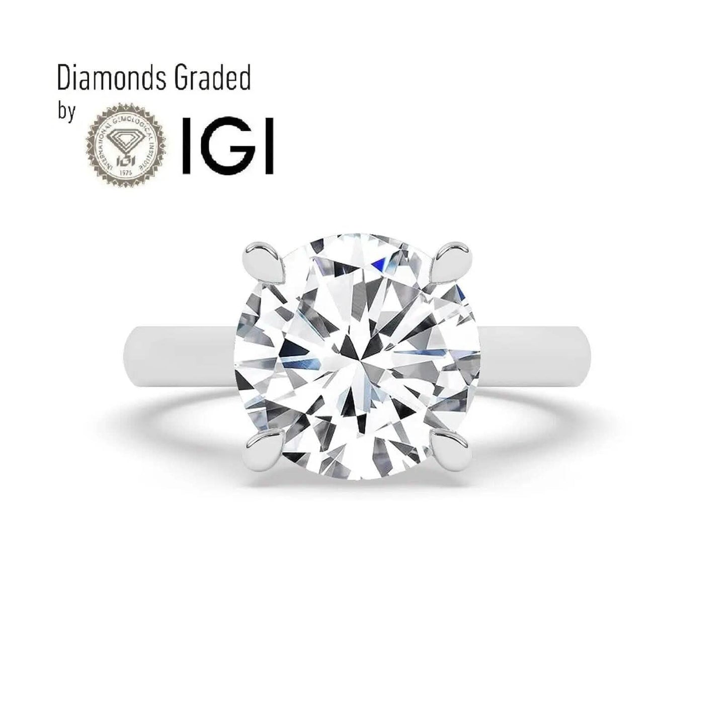 IGI, F/VS1, 5CT Solitaire Lab-Grown Round Diamond Engagement Ring 18K White Gold DailySale