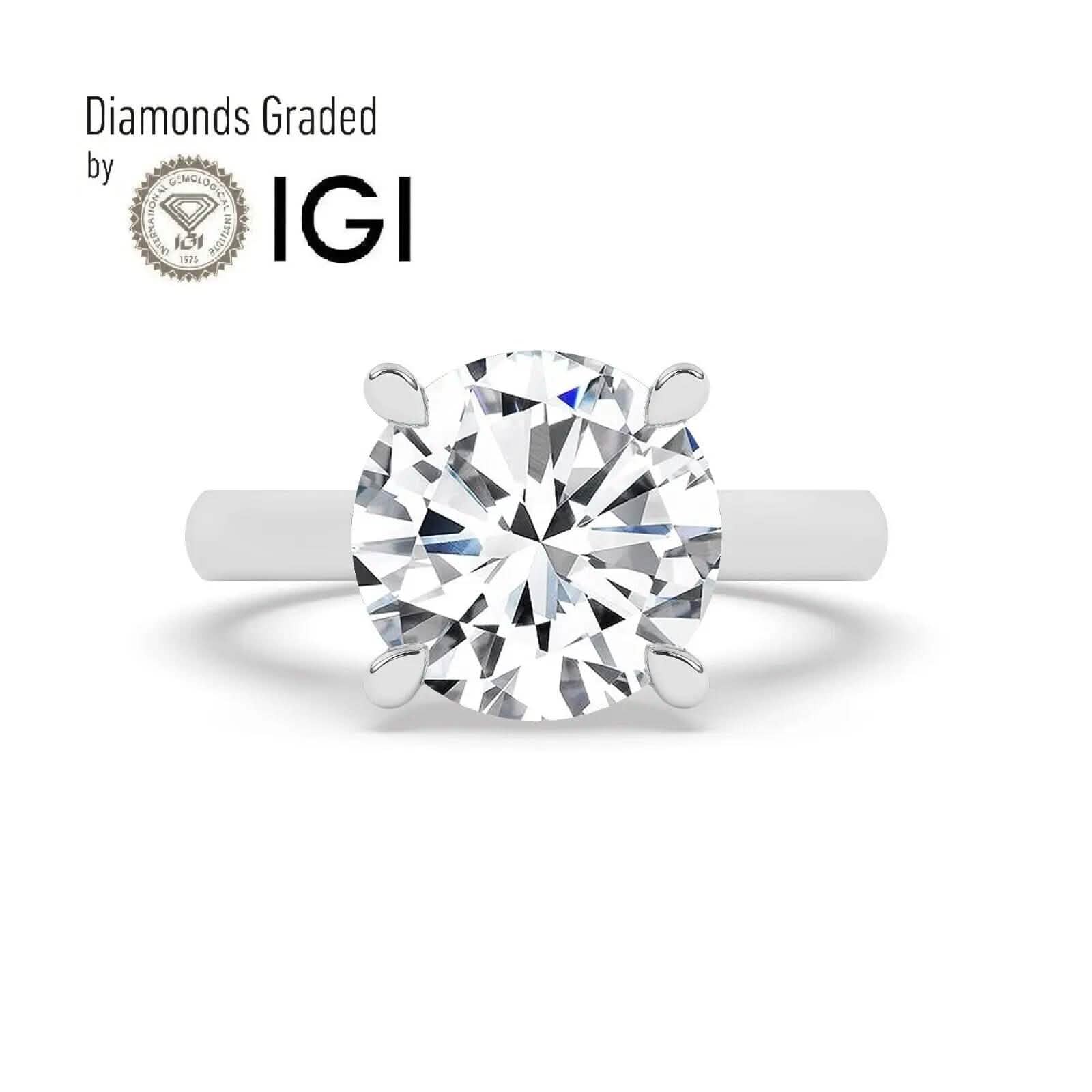 IGI, F/VS1, 5CT Solitaire Lab-Grown Round Diamond Engagement Ring 18K White Gold DailySale