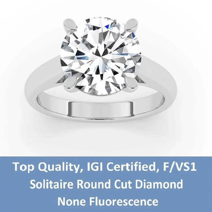 IGI, F/VS1, 5CT Solitaire Lab-Grown Round Diamond Engagement Ring 18K White Gold DailySale