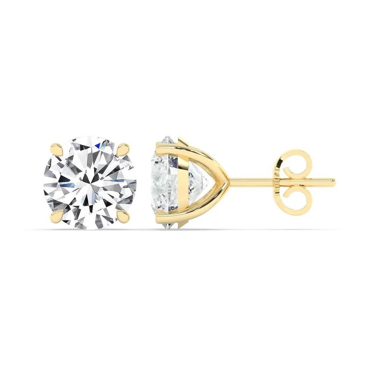 IGI,F/VS1 ,2 CT Solitaire Lab-Grown Round Diamond Studs Earring, 18K Yellow Gold DailySale