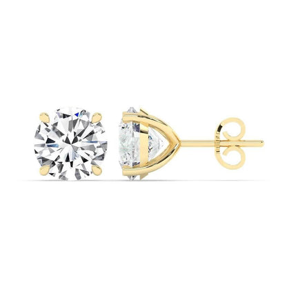 IGI,F/VS1 ,2 CT Solitaire Lab-Grown Round Diamond Studs Earring, 18K Yellow Gold DailySale