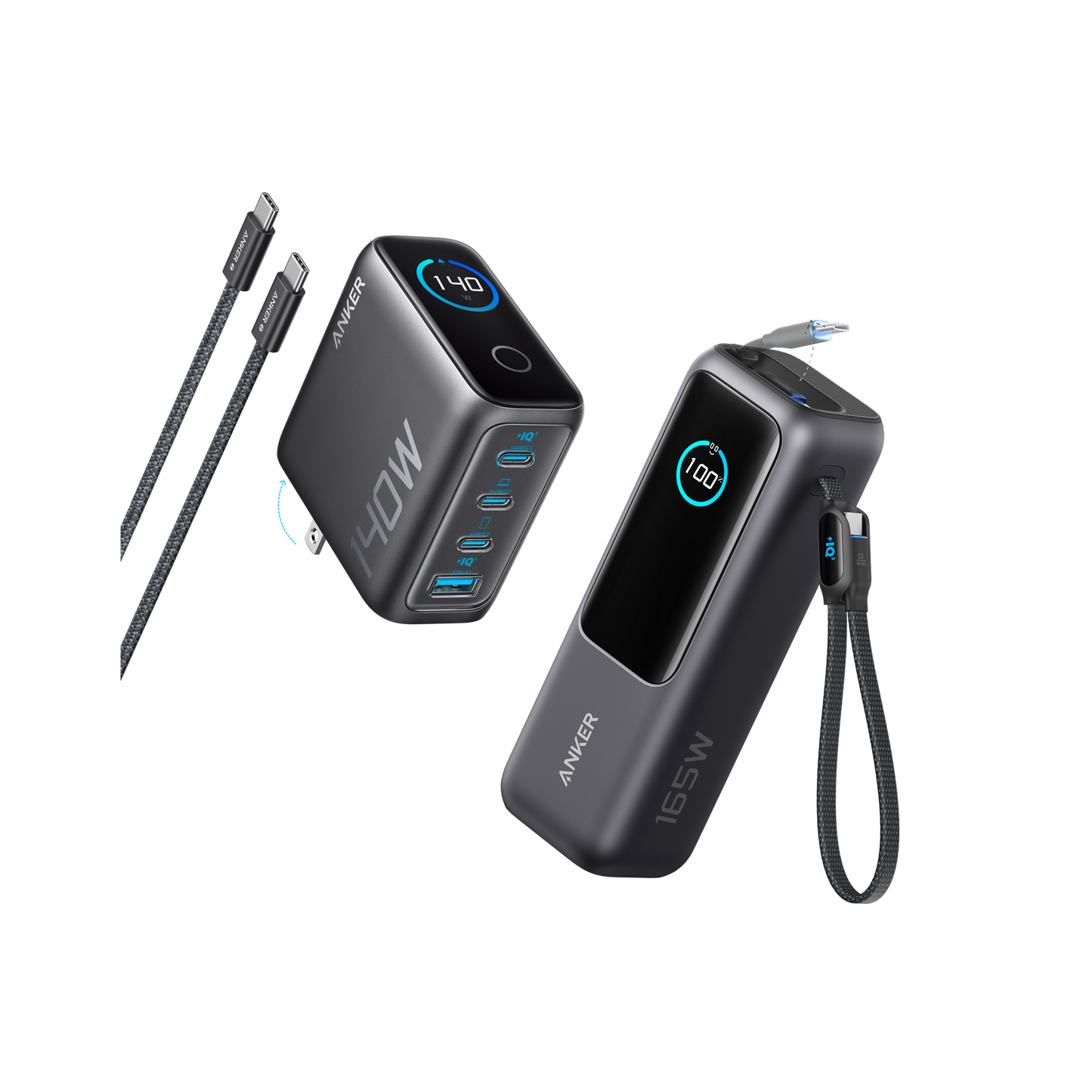 Anker Laptop Power Bank (25K, 165W, Built-In and Retractable Cables) Anker