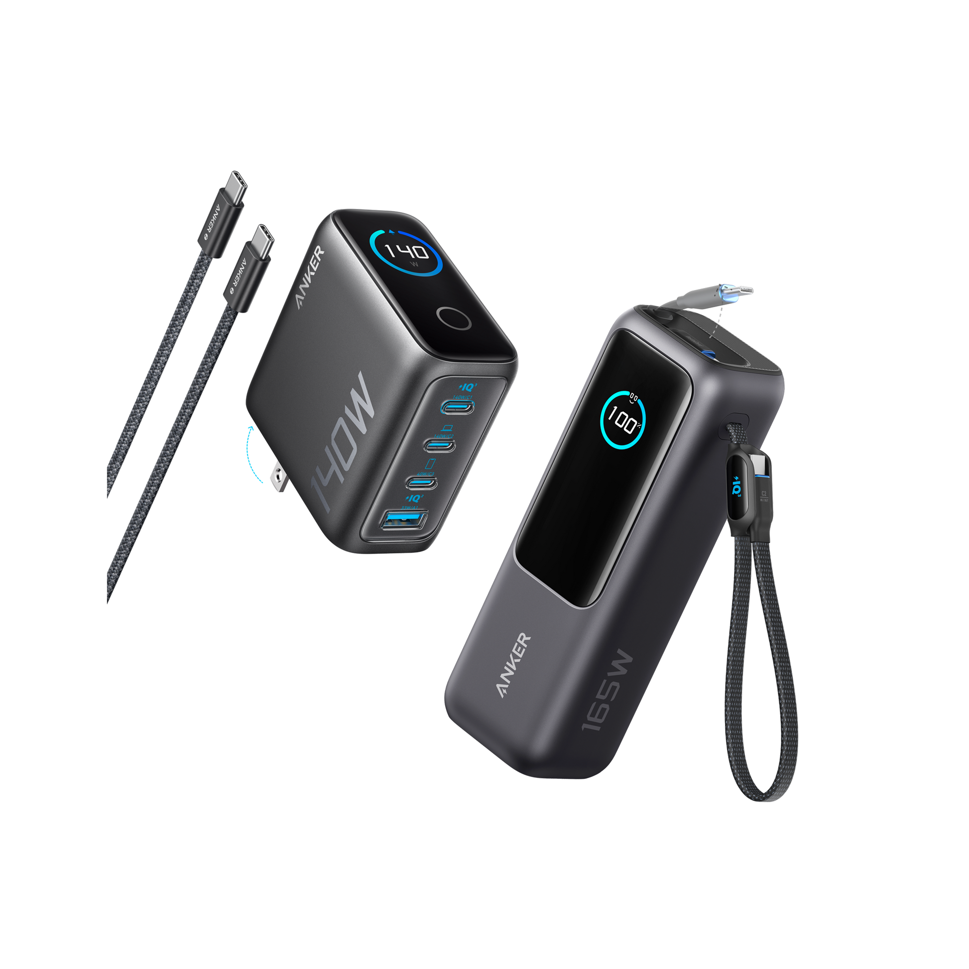 Anker Laptop Power Bank (25K, 165W, Built-In and Retractable Cables) Anker