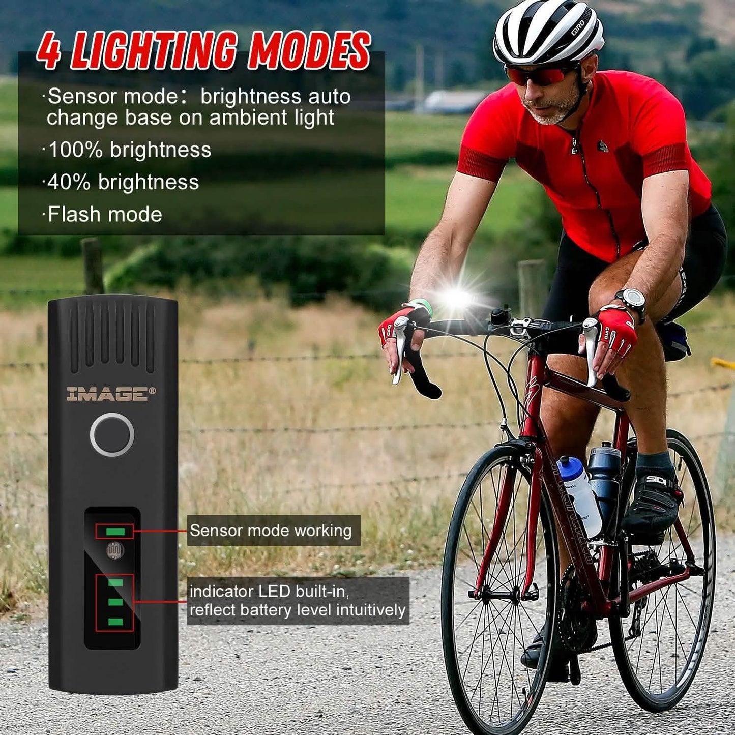 IMAGE Bike Bicycle Light Set with LED Headlights and Rear Lights DailySale