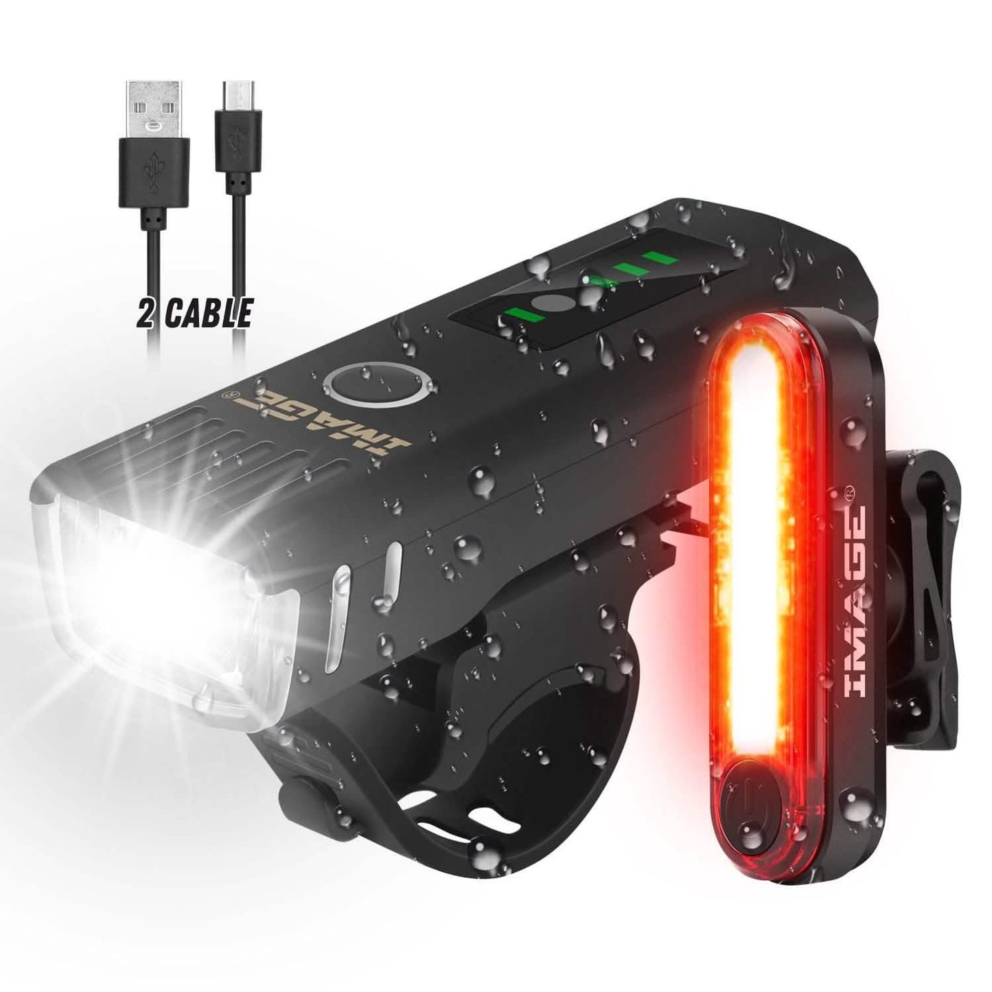 IMAGE Bike Bicycle Light Set with LED Headlights and Rear Lights DailySale