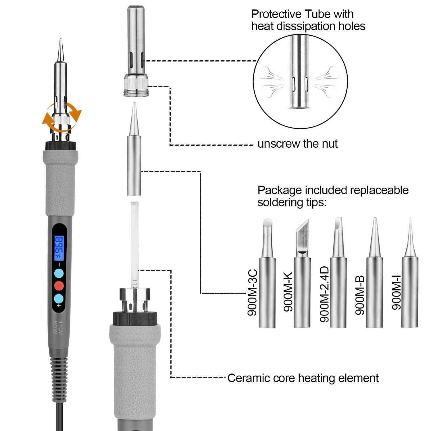 Image Digital-Controlled Thermostatic Soldering Iron with LCD Screen Display DailySale