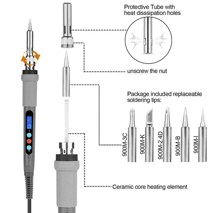 Image Digital-Controlled Thermostatic Soldering Iron with LCD Screen Display DailySale