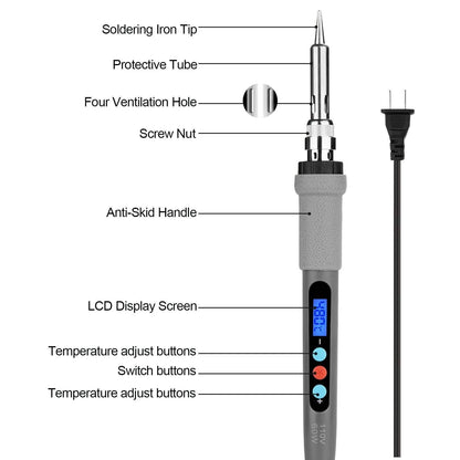 Image Digital-Controlled Thermostatic Soldering Iron with LCD Screen Display DailySale
