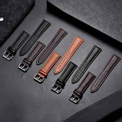 COROS Calfskin Leather Watch Band - Soft Wrist Strap with Silver Buckle BandsCo Straps