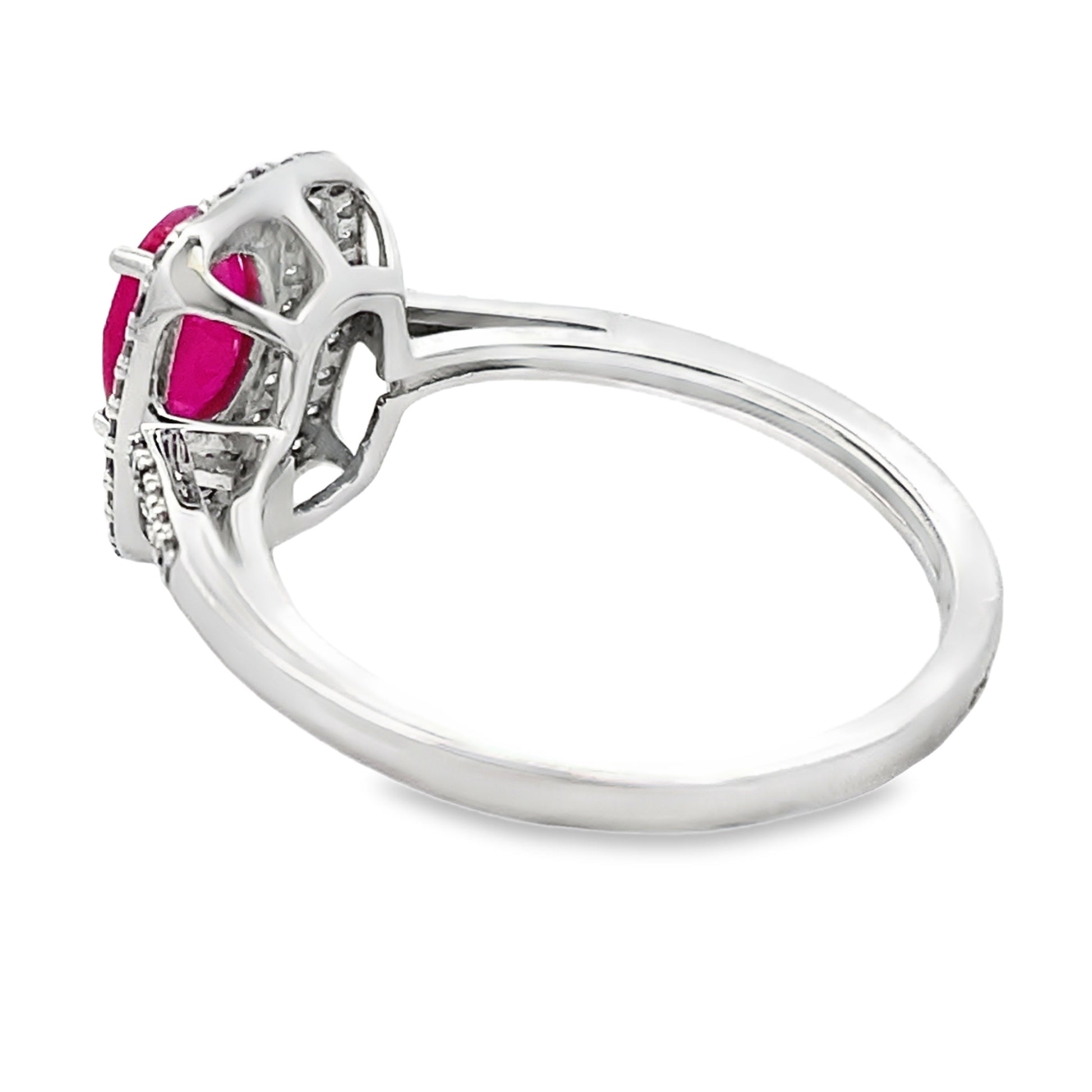 Genuine 1.29ct Ruby Diamond Ring 10KT White Gold Bids.com