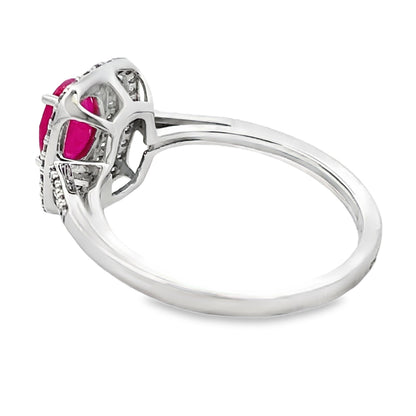 Genuine 1.29ct Ruby Diamond Ring 10KT White Gold Bids.com