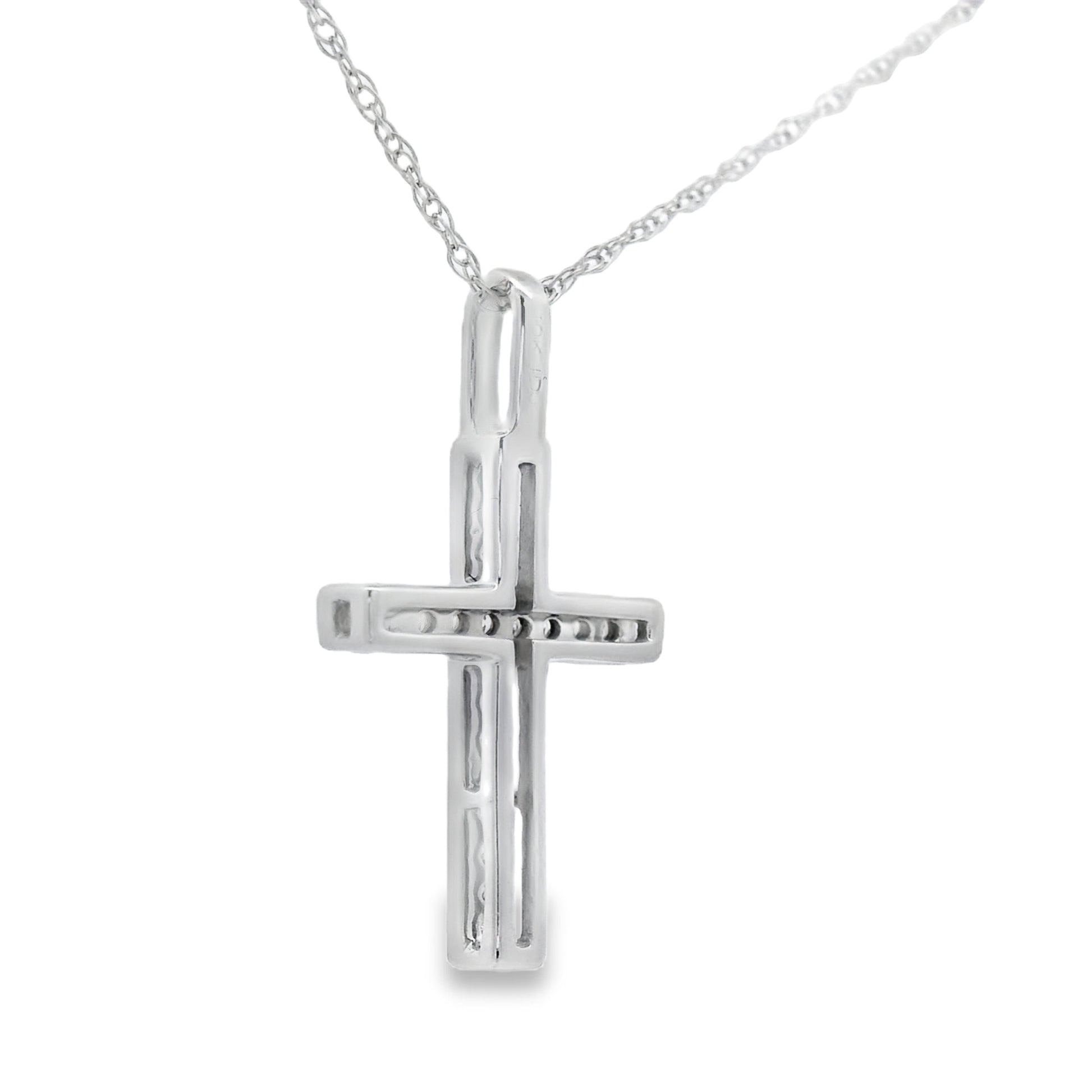 .07ct Diamond Cross Religious Pendant 10KT White Gold Bids.com