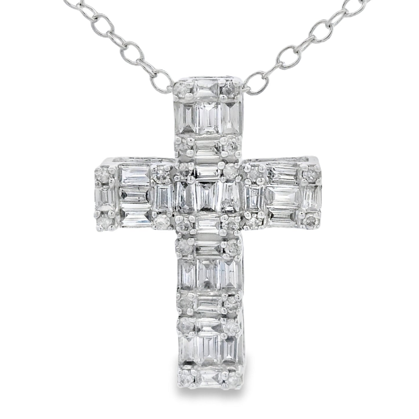 .50ct Diamond Cross Religious Pendant 10KT White Gold Bids.com