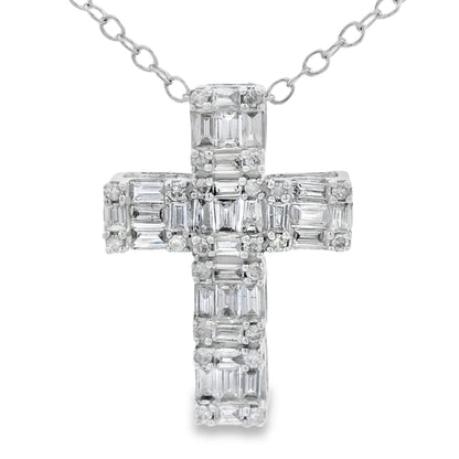 .50ct Diamond Cross Religious Pendant 10KT White Gold Bids.com