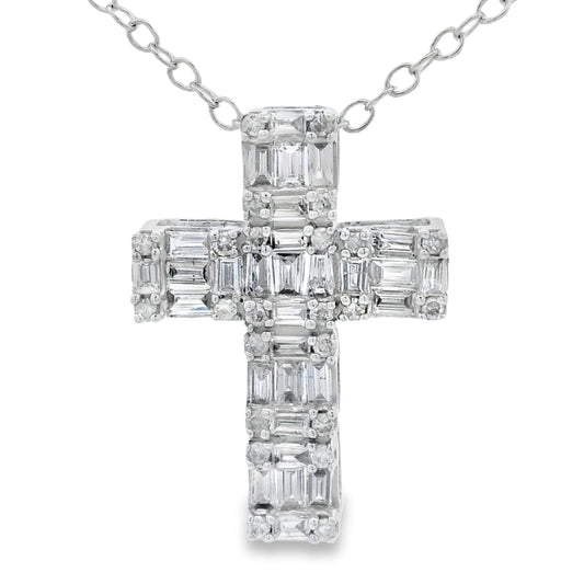 .50ct Diamond Cross Religious Pendant 10KT White Gold Bids.com