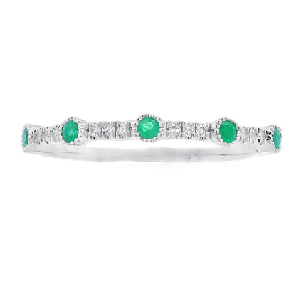 Emerald Diamond stackable band set 14KT White Gold Bids.com