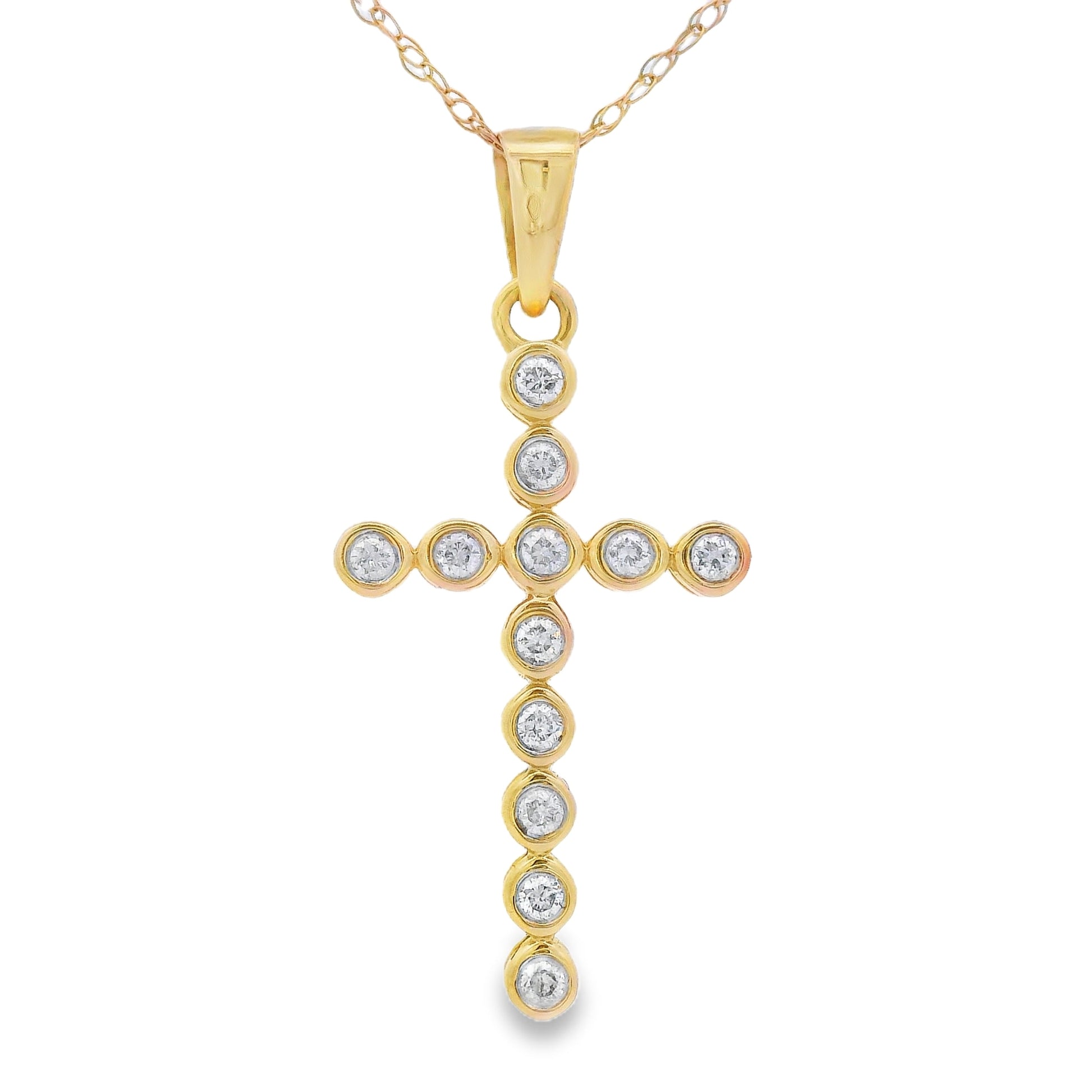 .12ct Diamond Cross Religious Pendant 14KT Yellow Gold Bids.com