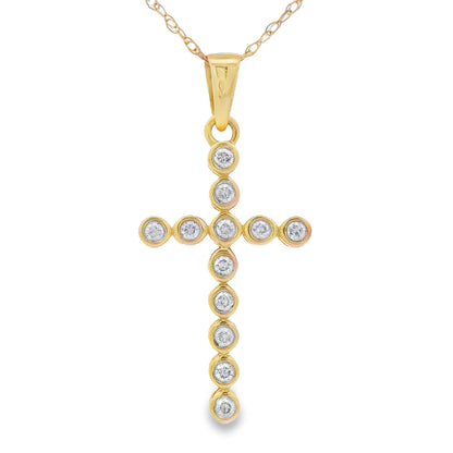 .12ct Diamond Cross Religious Pendant 14KT Yellow Gold Bids.com