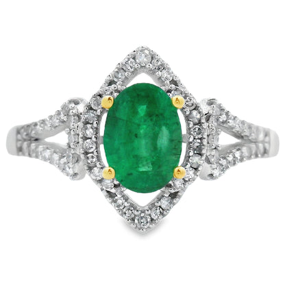 Genuine .94ct Emerald Diamond Ring 14KT White Gold Bids.com