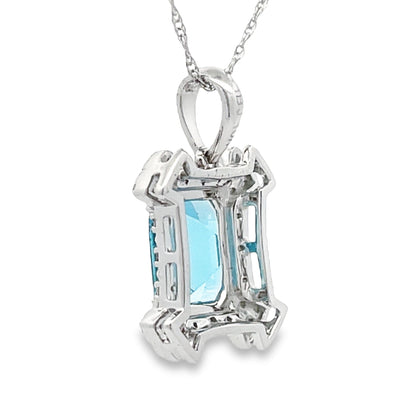 Blue Topaz Diamond Fashion Pendants 10KT White Gold Bids.com