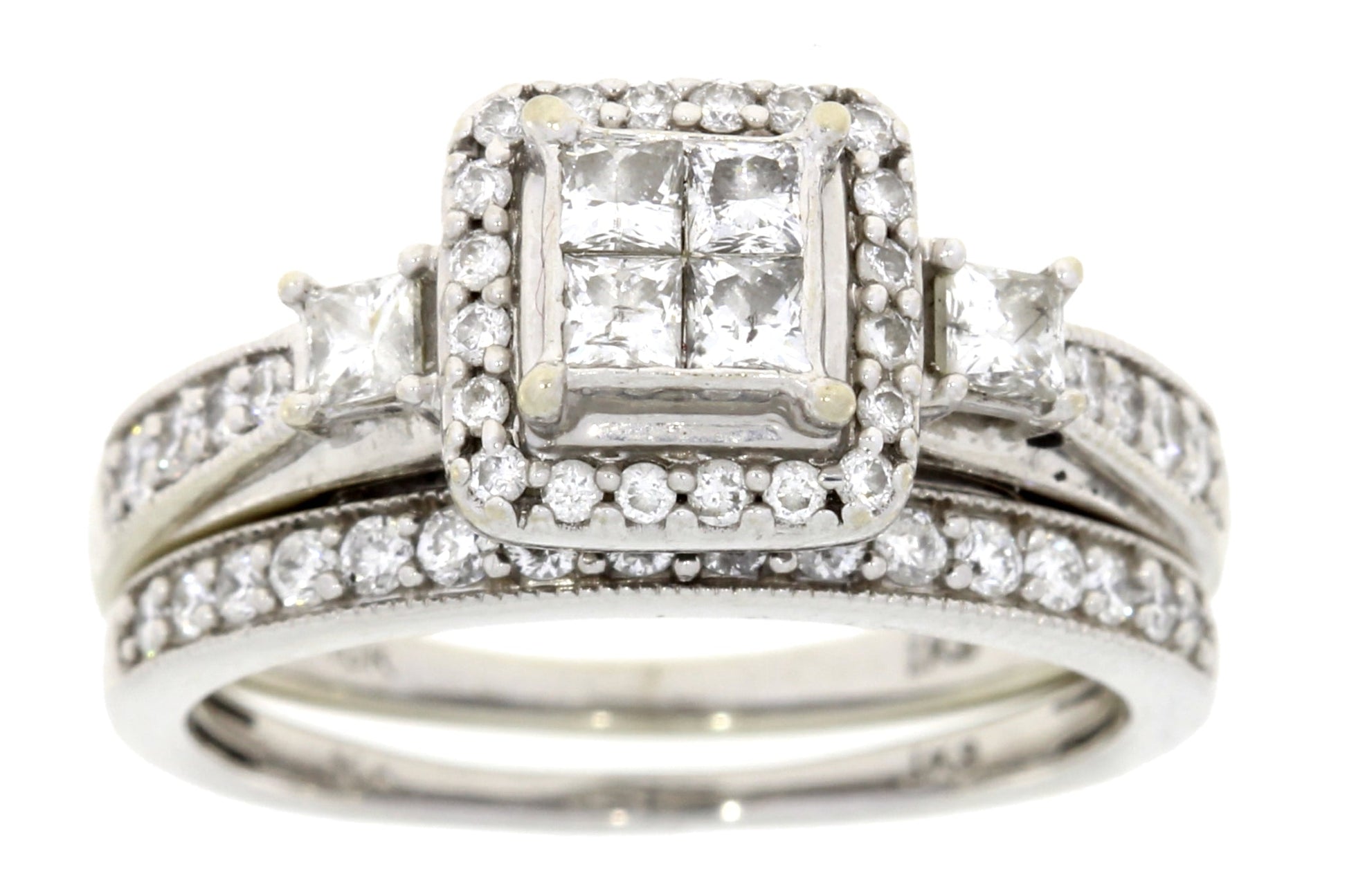 1.00ct Diamond Engagement Ring Set 10KT White Gold Bids.com