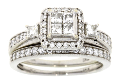 1.00ct Diamond Engagement Ring Set 10KT White Gold Bids.com